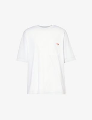 Acne Studios Mens Optic White Edie Logo-patch Cotton-jersey T-shirt