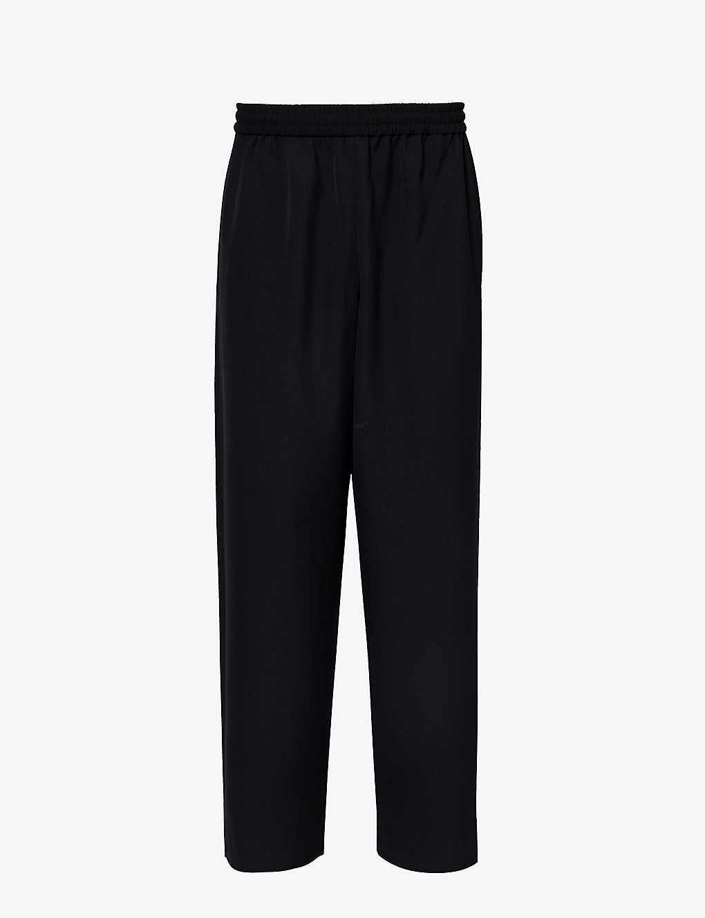 Acne Studios Mens Black Prudent Wide-leg Relaxed-fit Wool-blend Trousers
