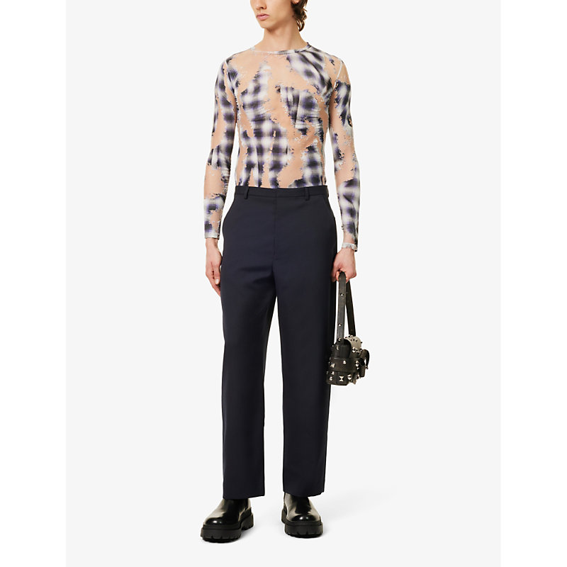 Shop Acne Studios Straight-leg Mid-rise Woven Trousers In Dark Navy
