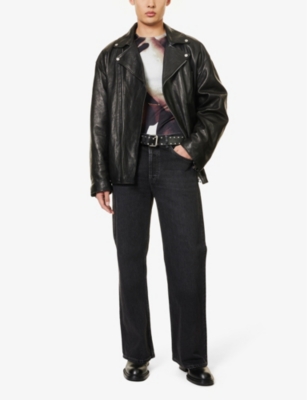 ACNE STUDIOS: 2021 brand-patch relaxed-fit wide-leg jeans