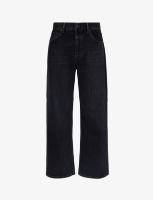 ACNE STUDIOS ACNE STUDIOS MEN'S BLACK 2021 BRAND-PATCH RELAXED-FIT WIDE-LEG JEANS