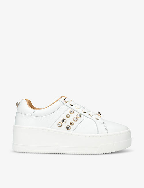 CARVELA: Precious 2 stud-embellished leather low-top trainers