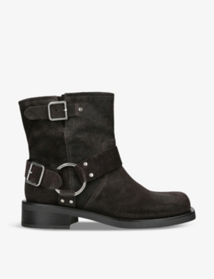 CARVELA: Saloon buckle-embellished suede ankle boots