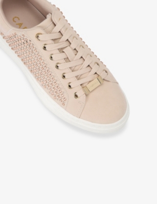 Shop Carvela Women's Blush Dream Jewel Crystal-embellished Woven Low-top Trainers