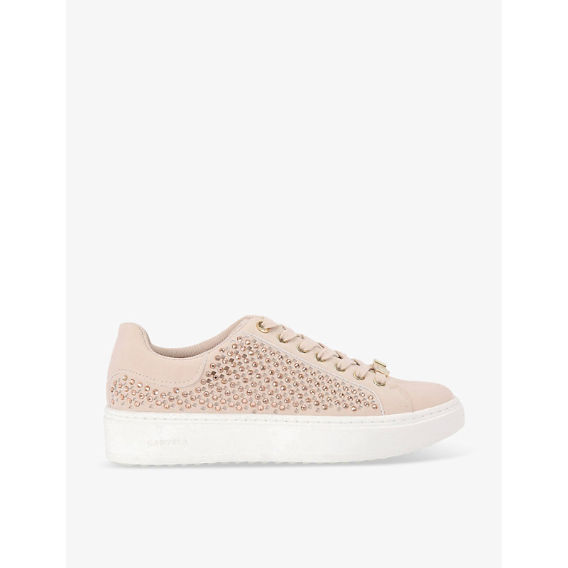 Shop Carvela Women's Blush Dream Jewel Crystal-embellished Woven Low-top Trainers