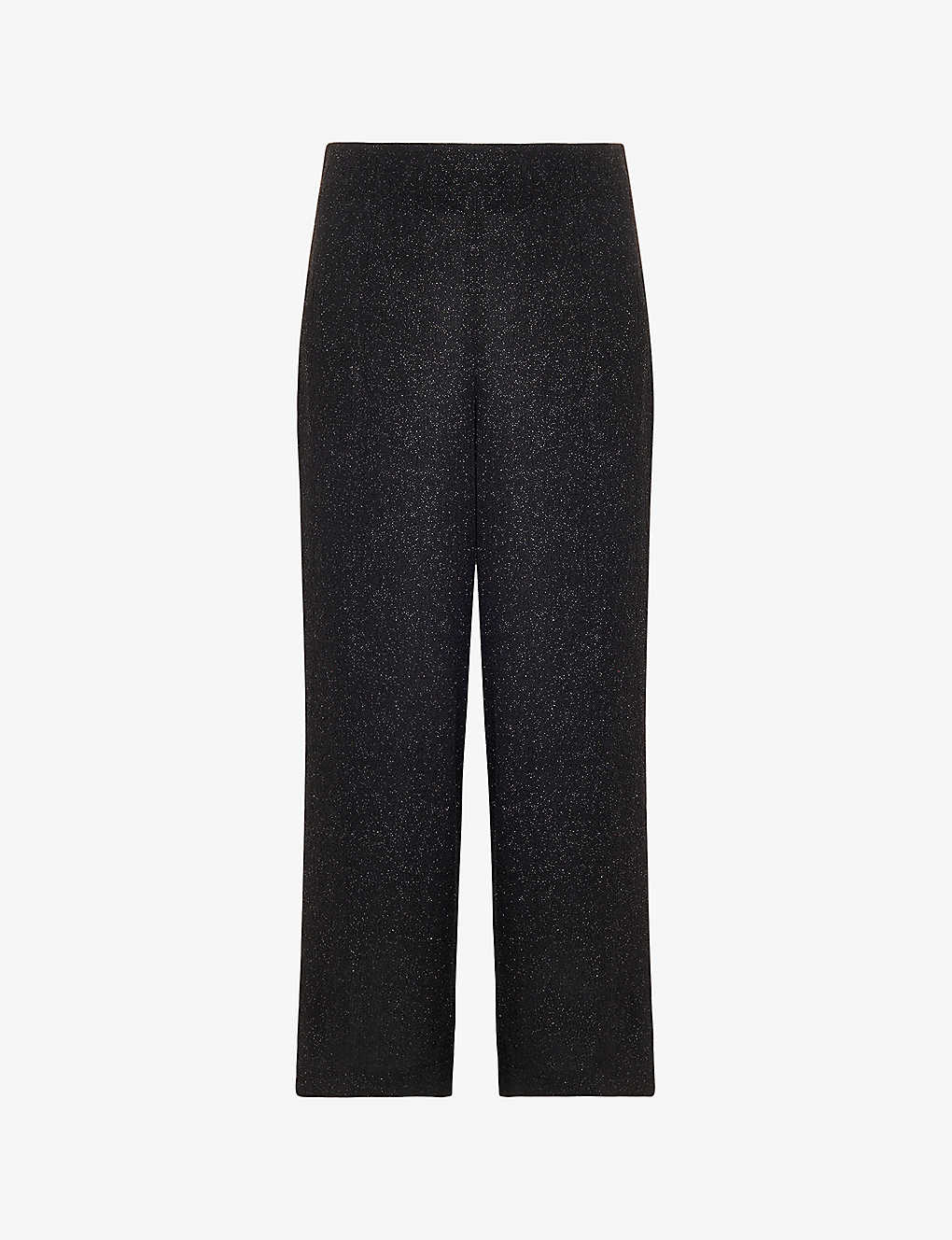 Whistles Womens Black Eva Sparkle Wide-leg Cropped High-rise Stretch-woven Trousers
