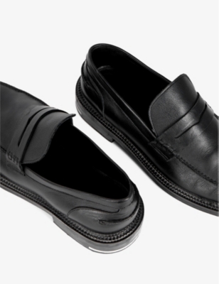Shop The Kooples Men's Black Metal-embellished Leather Loafers