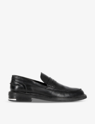 The Kooples Mens Black Metal-embellished Leather Loafers  display picture 2