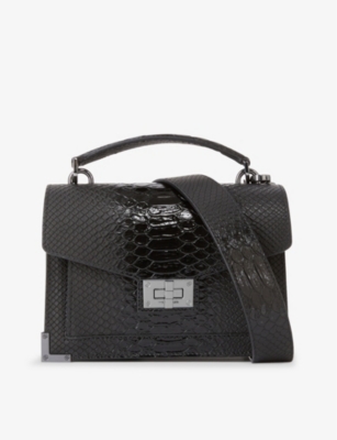 The Kooples Emily Embossed Leather Handbag In Black