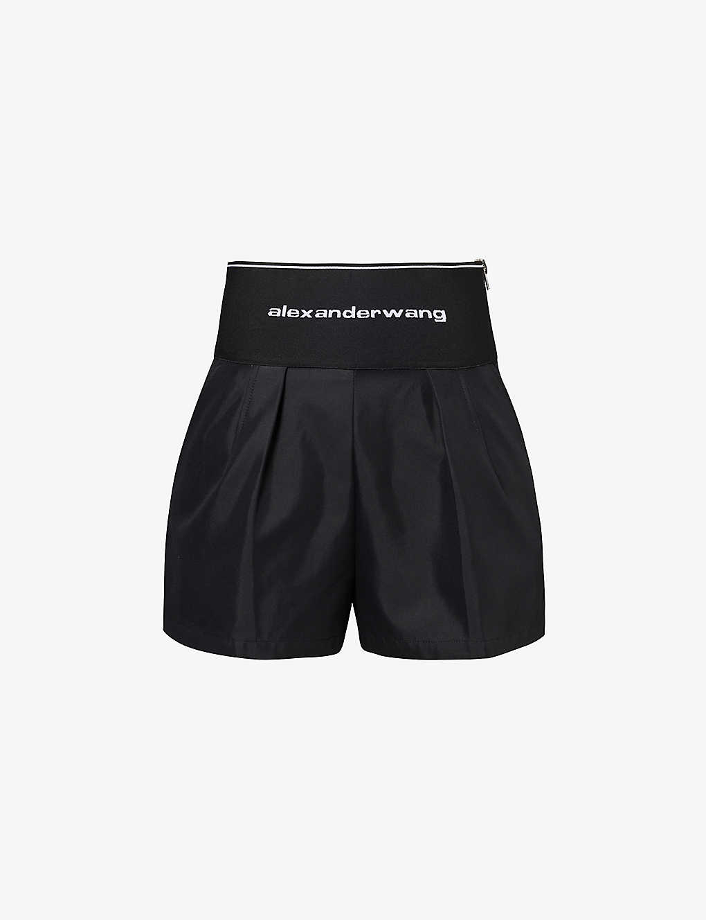Alexander Wang Womens Black Safari Branded-waist Cotton-blend Shorts