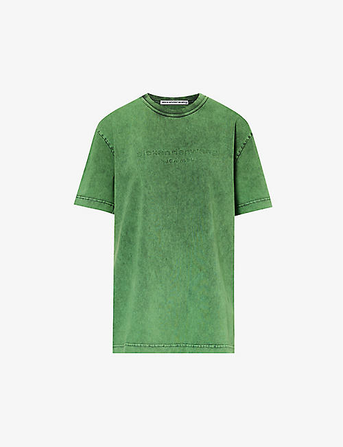ALEXANDER WANG: Faded-wash logo-print cotton-jersey T-shirt