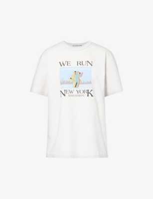 Shop Alexander Wang Women's Gunsmoke Marathon Graphic-print Cotton-jersey T-shirt