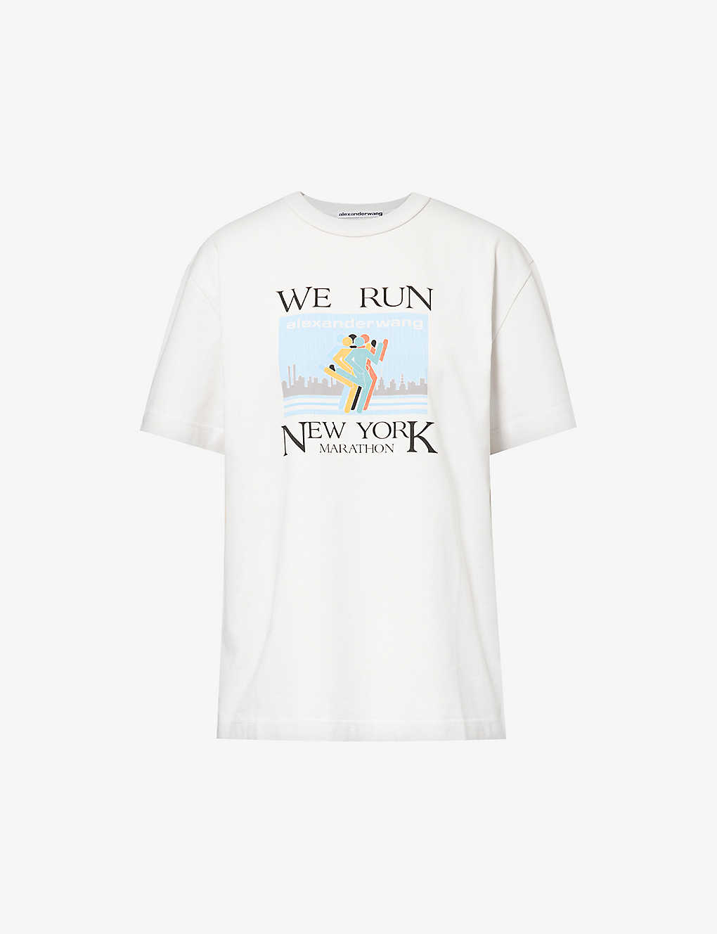Shop Alexander Wang Marathon Graphic-print Cotton-jersey T-shirt In Gunsmoke