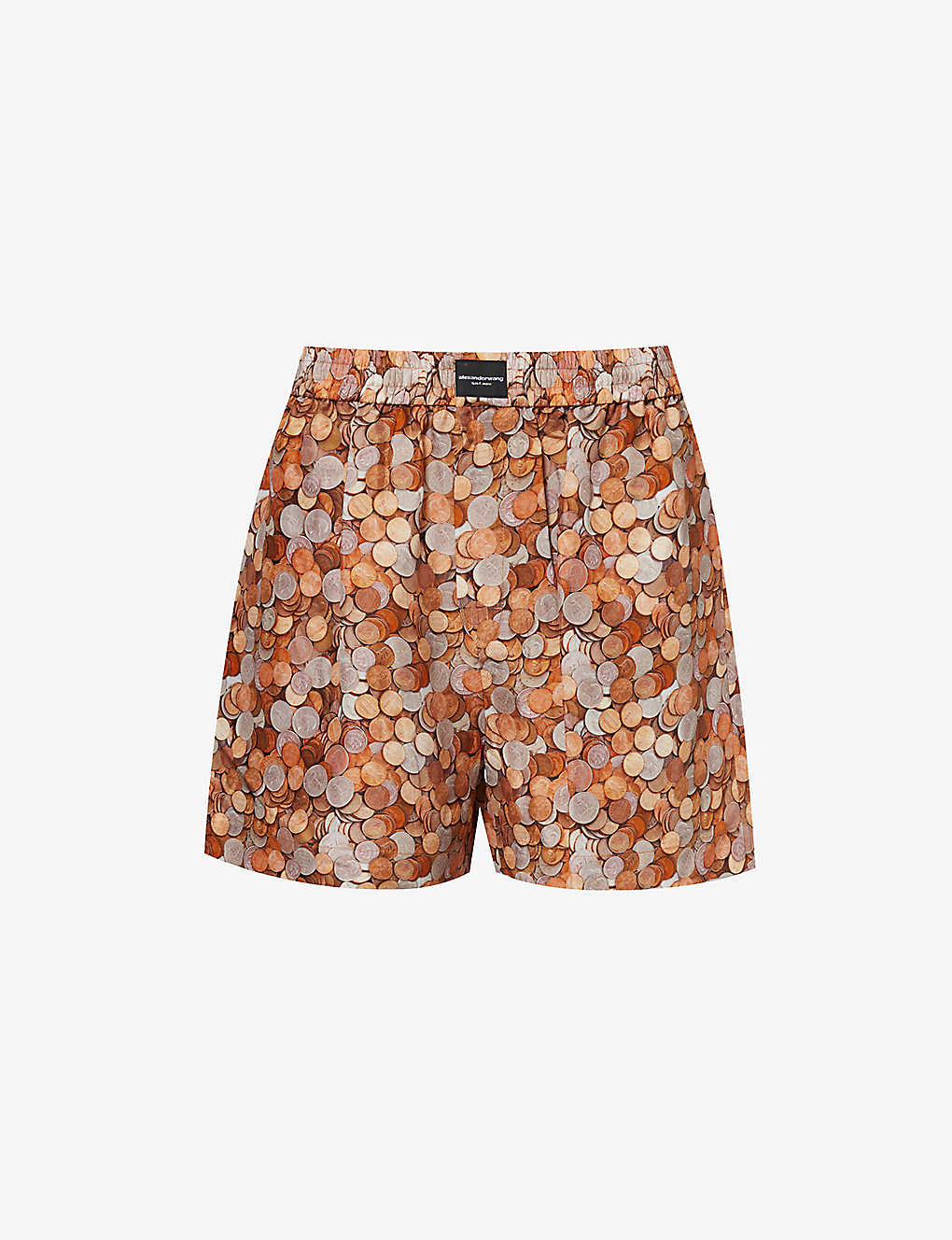 Alexander Wang Womens Copper Camp Graphic-pattern Woven Shorts In Orange