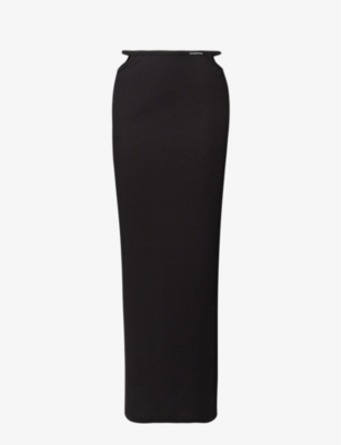 Alexander Wang Womens Black Cut-out Slim-fit Cotton-jersey Maxi Skirt