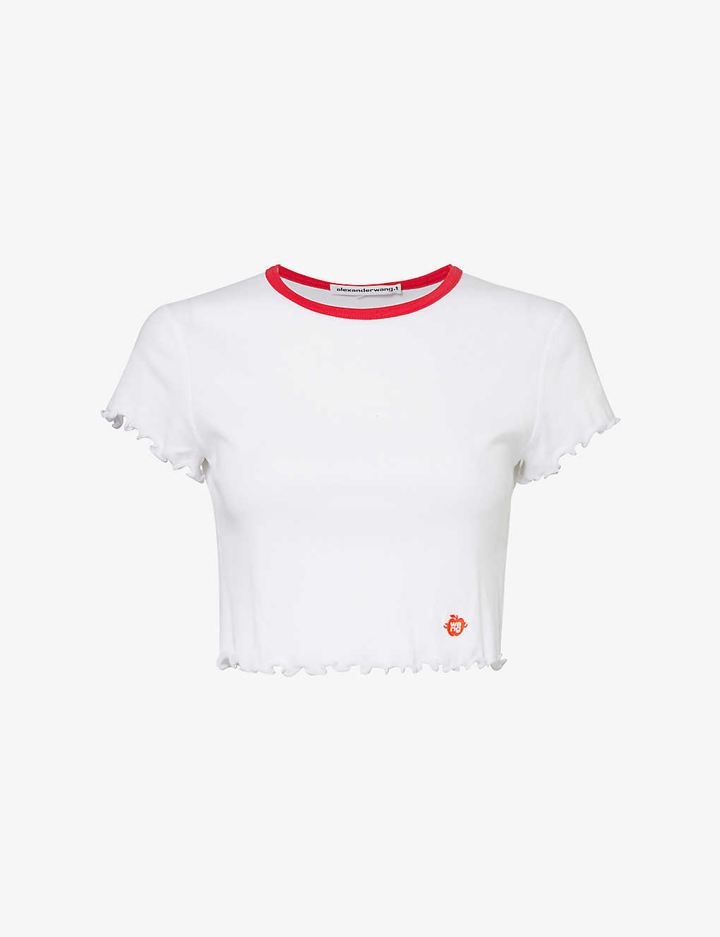 Shop Alexander Wang Women's White Cropped Cotton-jersey T-shirt