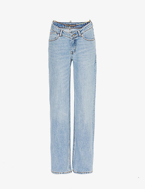 ALEXANDER WANG: V-front relaxed-fit straight-leg high-rise jeans