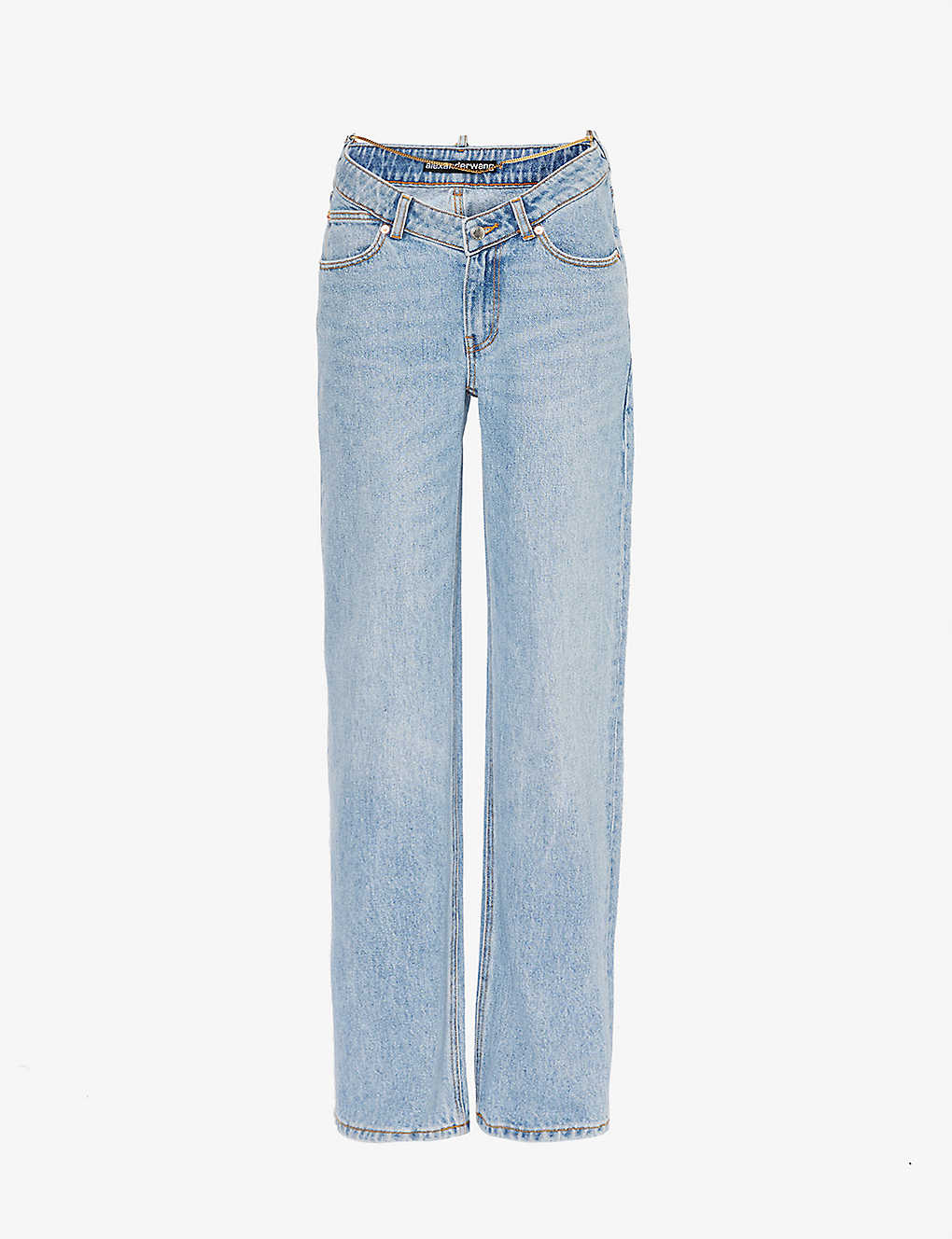 Alexander Wang Womens Faded Indigo V-front Relaxed-fit Straight-leg High-rise Jeans In Blue