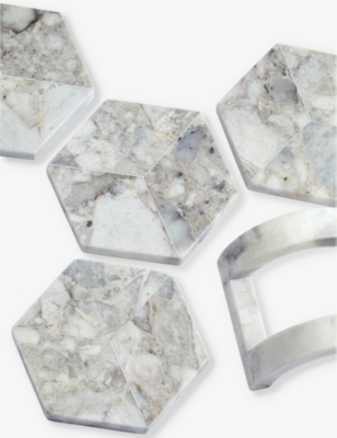 SOHO HOME: Clyde hexagonal-shape marble coasters set of five