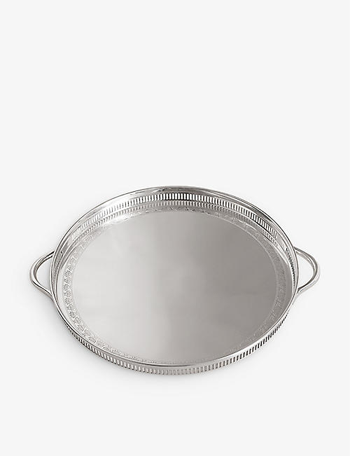 SOHO HOME: Rochester engraved silver-tone stainless-steel tray 49.5cm