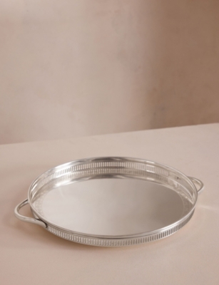 Soho Home Rochester Engraved Silver-tone Stainless-steel Tray 49.5cm In Silver