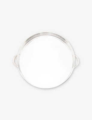Soho Home Rochester Engraved Silver-tone Stainless-steel Tray 49.5cm In Silver
