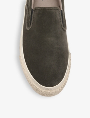 Shop Allsaints Mens Grey Navaho Cow-leather Slip-on Trainers