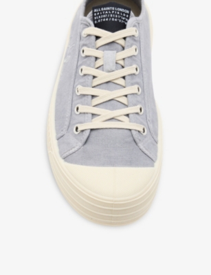 Shop Allsaints Men's Grey Sherman Logo-embroidered Canvas Low-top Trainers