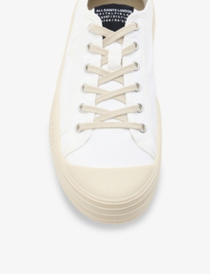 Shop Allsaints Men's White Sherman Logo-embroidered Canvas Low-top Trainers
