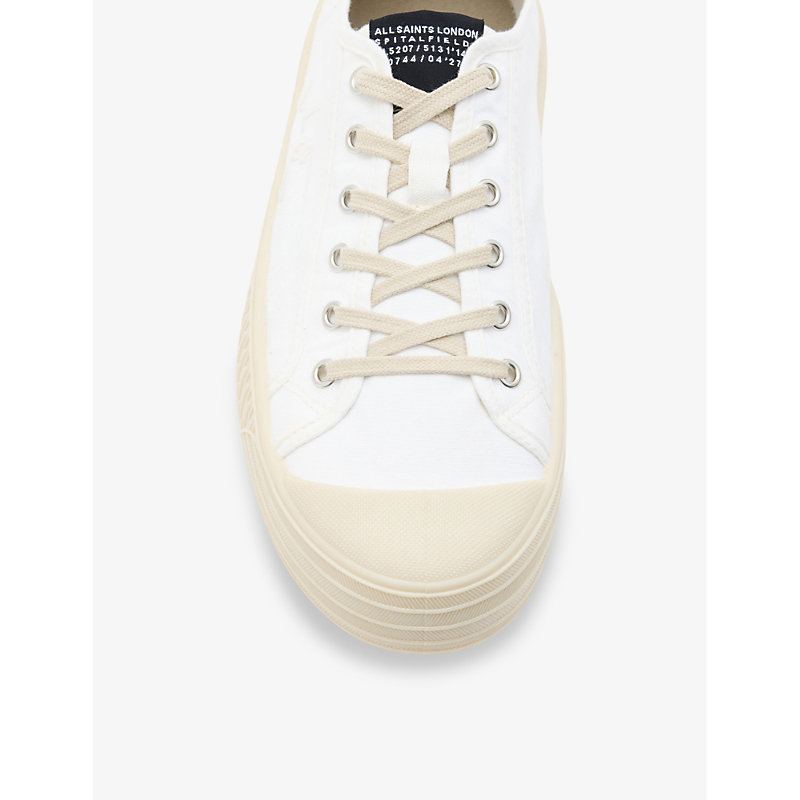 Shop Allsaints Men's White Sherman Logo-embroidered Canvas Low-top Trainers