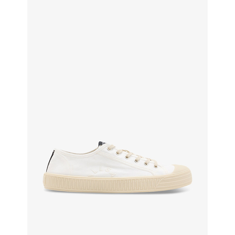 Allsaints Mens White Sherman Logo-embroidered Canvas Low-top Trainers
