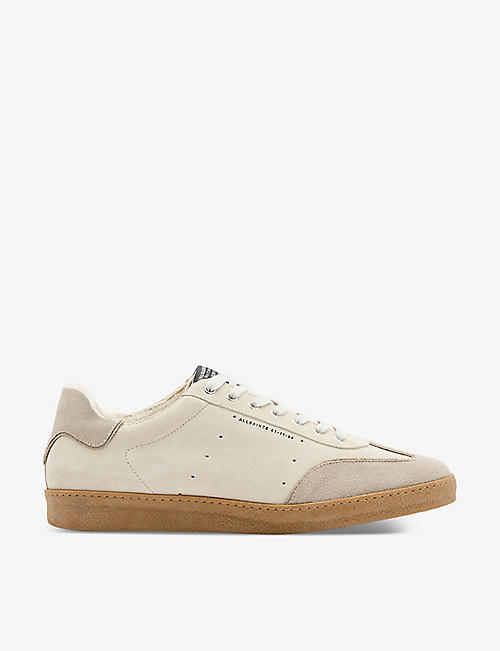 ALLSAINTS: Leo logo-embossed suede low-top trainers