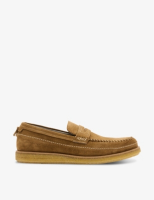 Shop Allsaints Jago Slip-on Leather Loafers In Tan