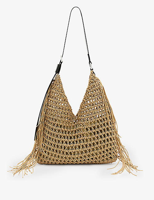 ALLSAINTS: Sabine tassel-embellished cotton shoulder bag