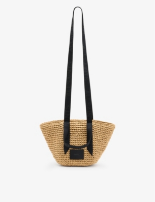 ALLSAINTS: Celayne logo-debossed mini straw tote
