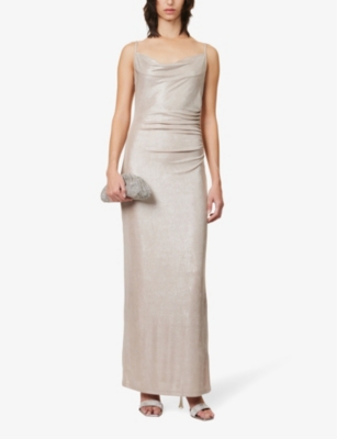 Shop Pretty Lavish Women's Champagne Monroe Slim-fit Stretch-woven Maxi Dress