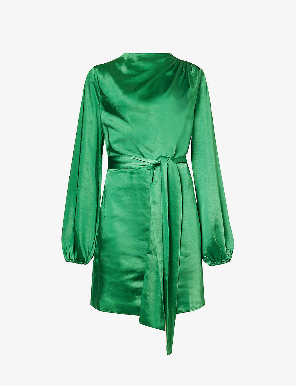 Pretty Lavish Womens Emerald Green Maya Self-tie Satin Mini Dress