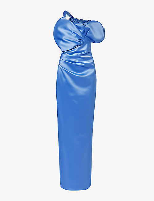 RACHEL GILBERT: Larna asymmetric-neck satin gown