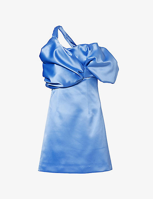 RACHEL GILBERT: Mini Larna asymmetric-neck satin mini dress