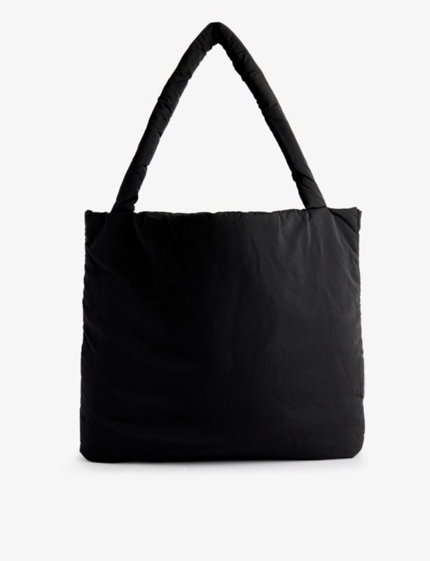 Brand-tab padded shell changing bag