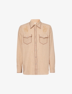 NUDIE JEANS: George Cowboy embroidered regular-fit cotton shirt
