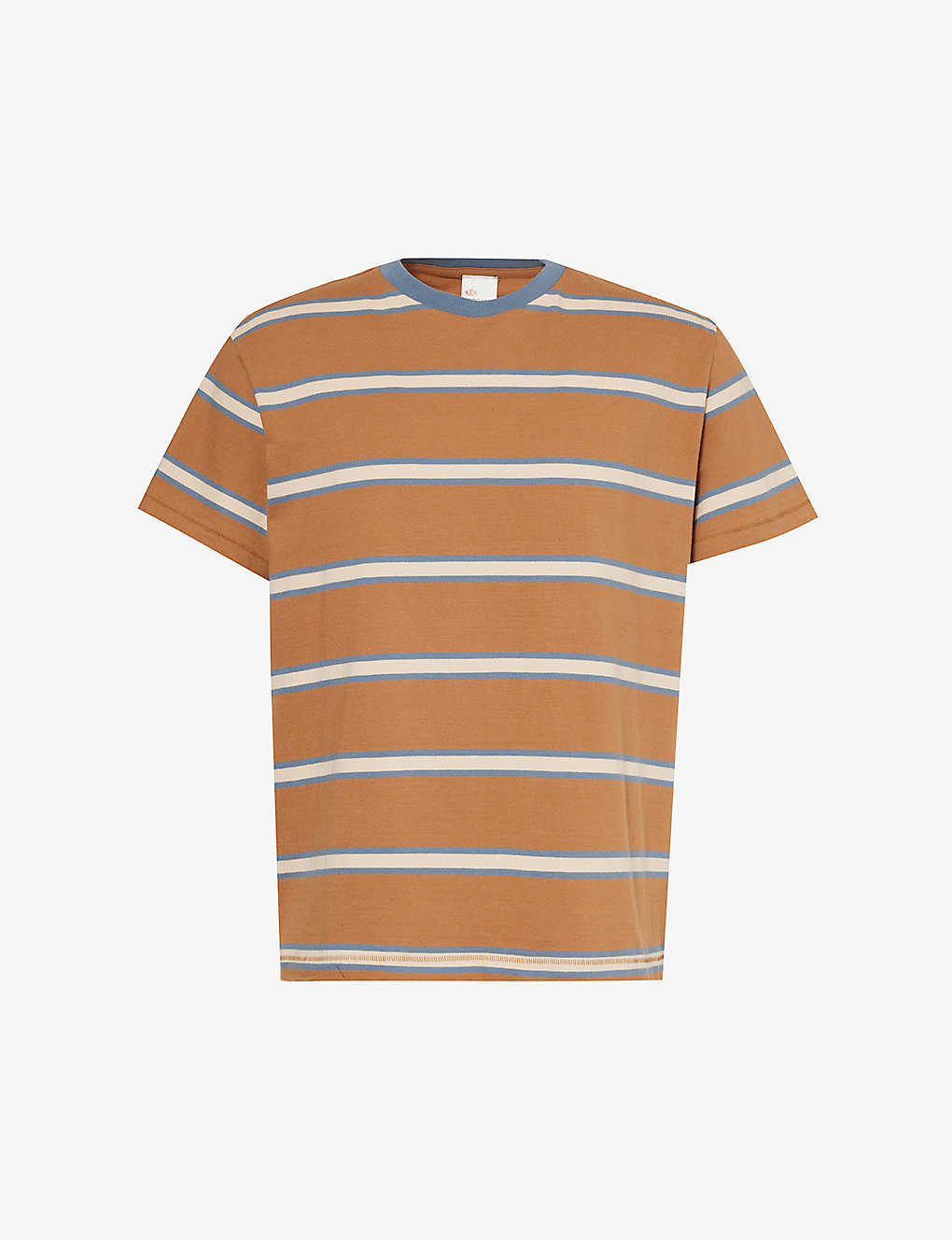 NUDIE JEANS NUDIE JEANS MEN'S TOBACCO LEFFE STRIPED COTTON-JERSEY T-SHIRT
