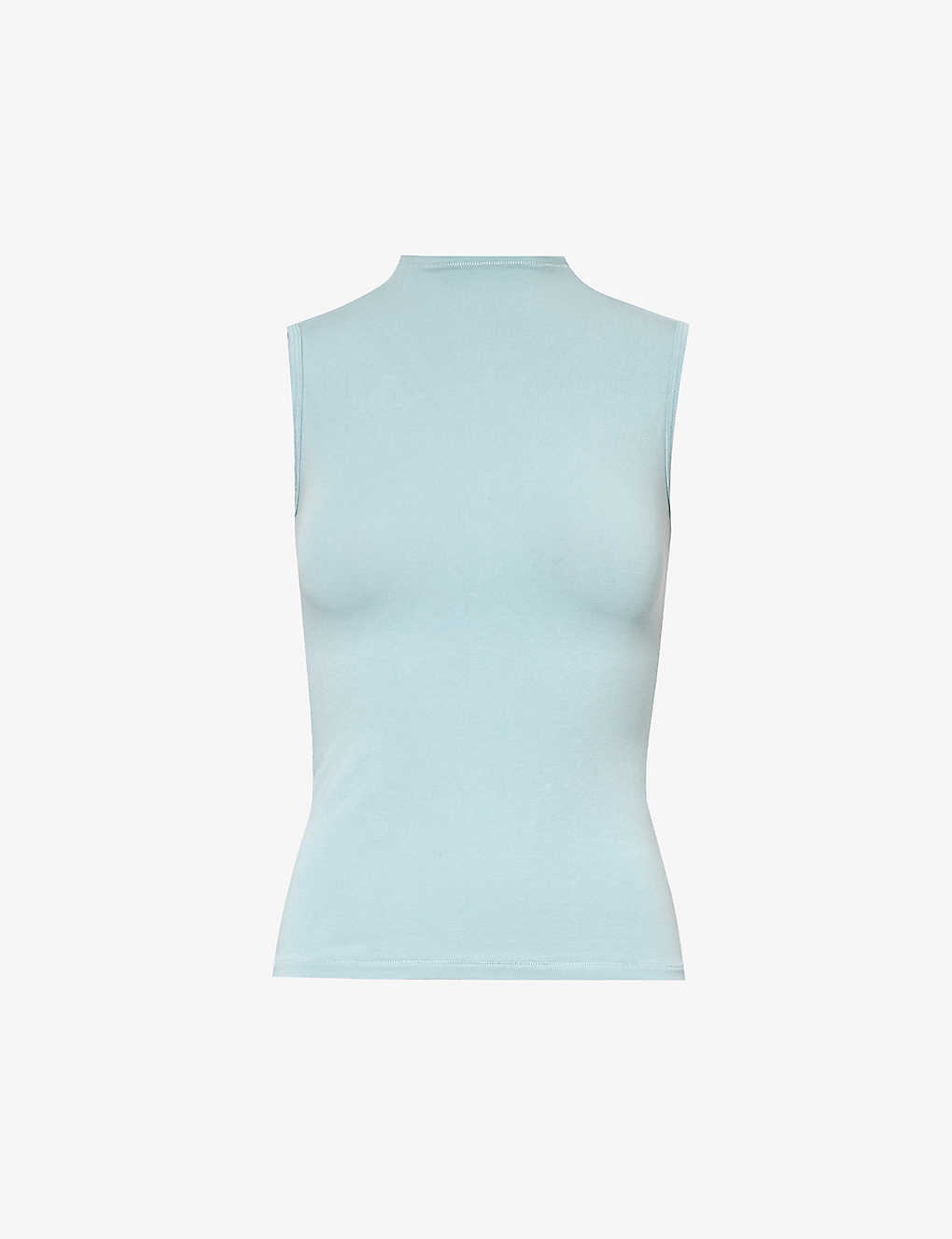 Skims Womens Denim New Vintage High-neck Stretch-cotton T-shirt In Blue