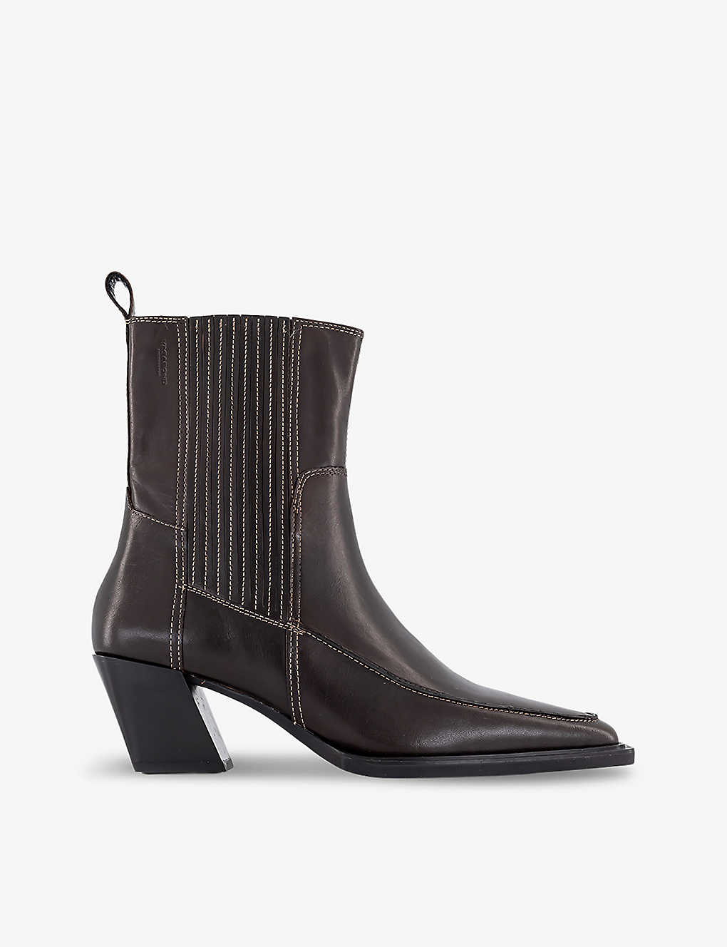 Vagabond Womens Chocolate Alina Slanted-heel Leather Heeled Ankle Boots
