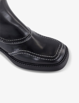 MIISTA: Maelene square-toe leather ankle boots