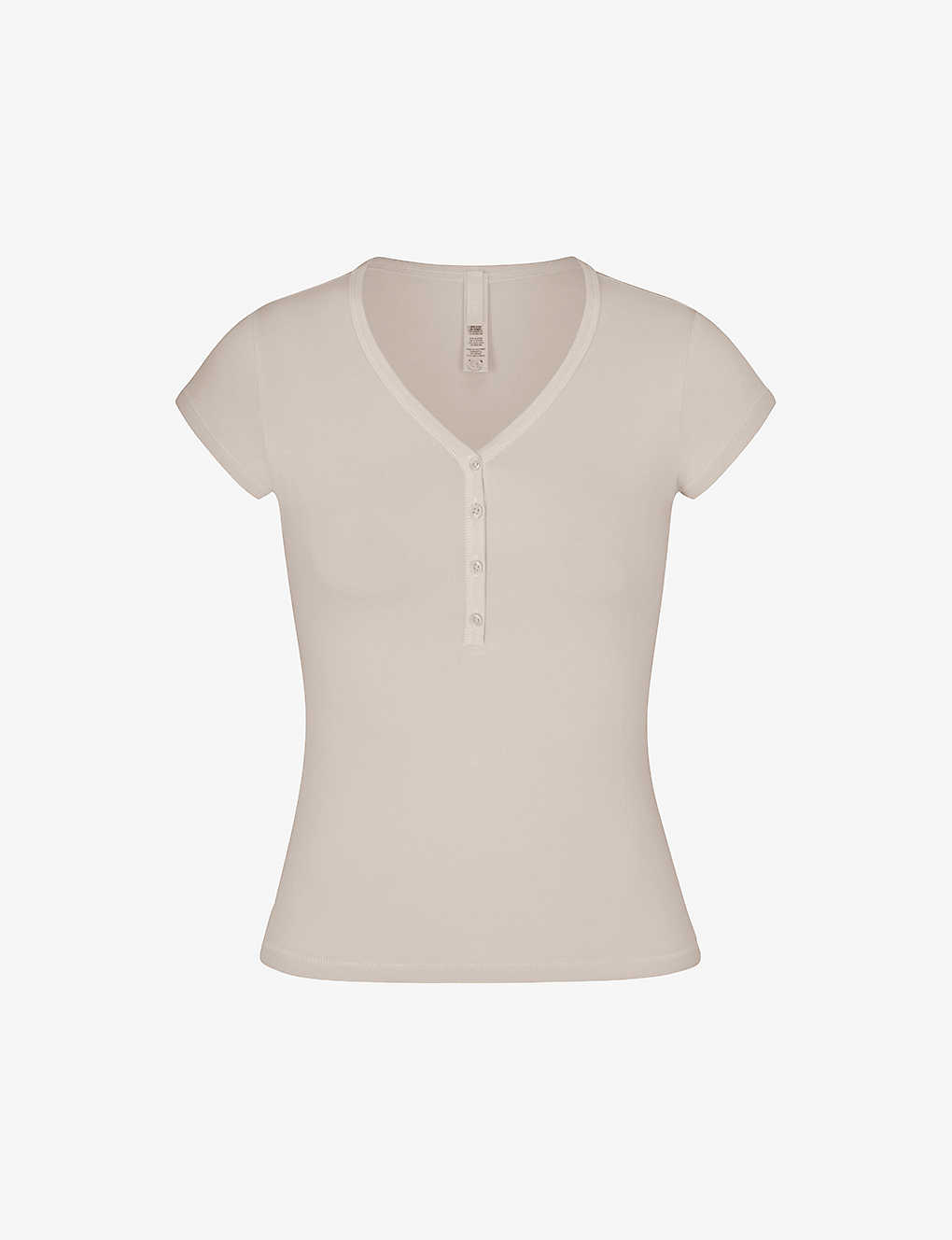 Skims Womens Stone New Vintage V-neck Stretch-cotton T-shirt