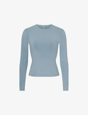 SKIMS: New Vintage long-sleeve cropped stretch-cotton T-shirt
