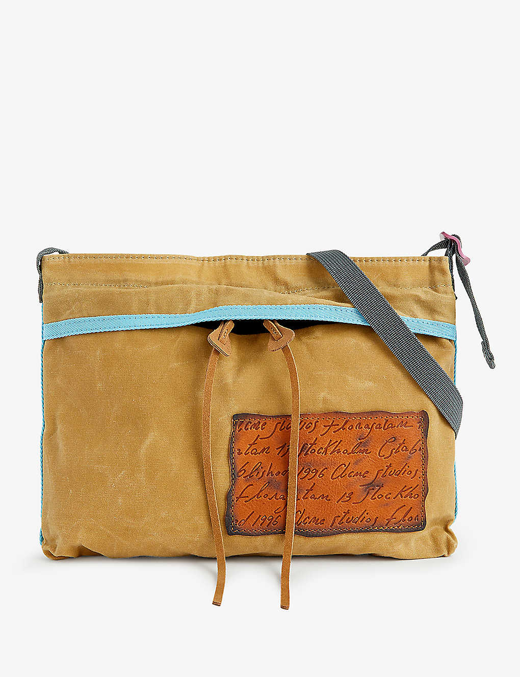 Acne Studios Beige Blue Brand-patch Small Cotton-canvas Cross-body Bag In Neutrals