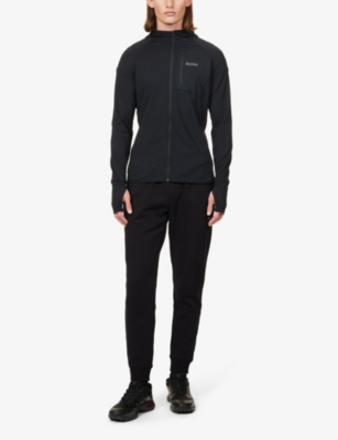 Shop Bjorn Borg Men's Black Beauty Running Brand-logo Stretch Recycled-polyester-blend Hoody