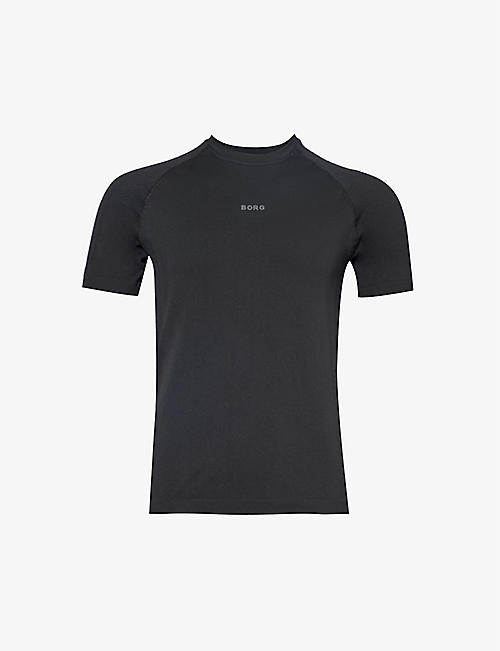 BJORN BORG: Brand-print crewneck stretch recycled-polyester T-shirt